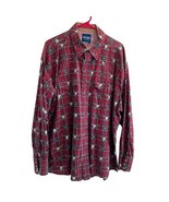 Wrangler Pearl Snap Red Plaid Steer Western Cowboy Long Sleeve Shirt Men... - $611.46 MXN