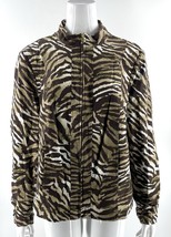 Susan Graver Jacket Womens Size Large Brown Animal Tiger Print Full Zip ... - $44.55
