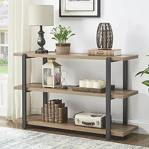 Industrial Console Sofa Table, Rustic Entryway/Hallway Table With 3-Tier Open Sh - £203.64 GBP