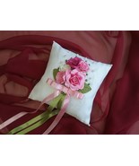 White ring bearer pillow wedding Bouquet, Foral classic wedding ring pillow  - £26.74 GBP
