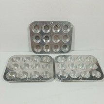 3 Mini Muffin Pans Vintage Lot Mirro Small 12 Hole Muffin Tins - £10.22 GBP