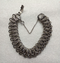 Goldette NY Vintage Bracelet Rings Linked Chain Silver Tone Designer Signed 8&quot; - £21.59 GBP