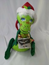 Annalee Green Dragon Plush 13 Inch Christmas Hat Present Stuffed Animal Toy - $46.95