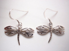 Split Winged Dragonfly Dangle Earrings 925 Sterling Silver - £13.62 GBP