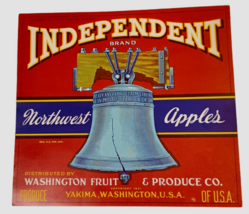 Vtg Independent Brand Northwest Apples Fruit Crate Label Yakima WA Red - $3.33