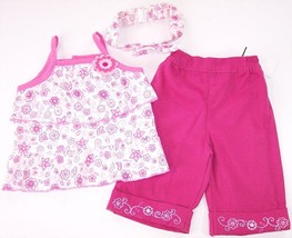 NWT Nannette Infant Girl&#39;s 3 Pc. Pink Floral Capri Set Outfit, 12 Mos., $24 - £11.06 GBP