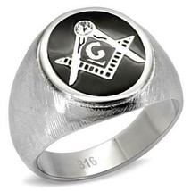 RING MASONIC High polished Stainless Steel Ring with Top Grade Crystal TK02222 - £31.54 GBP