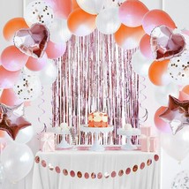 106pc Rose Gold Party Decorations for Girls with Latex &amp; Confetti Balloons -Rose - £10.87 GBP