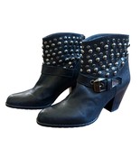 Stuart Weitzman Studded Leather Ankle Moto Boots 3” Block Heel Black Siz... - £83.14 GBP