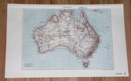 1935 Original Vintage Map Of Australia Perth Melbourne Sydney Adelaide Brisbane - $24.11