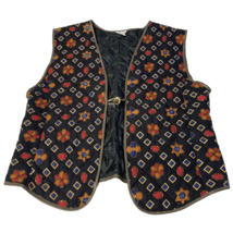 Halsey Collection Beaded Quilted Vest Womens Boho Sz L Ties in Back Ligh... - $13.88