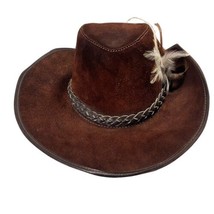 Vtg San Zeno Cowboy Western Hat Brown Suede Leather XL Braided Hand Made - £37.06 GBP