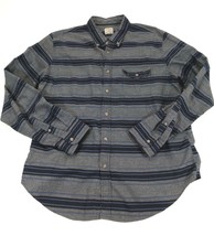 J. Crew Men&#39;s Plaid Flannel Work Shirt XL Gray with Black &amp; Blue Stripes - £9.41 GBP