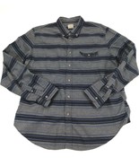 J. Crew Men&#39;s Plaid Flannel Work Shirt XL Gray with Black &amp; Blue Stripes - $11.88