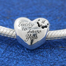 2021 Mother&#39;s Day Release 925 Sterling Silver Heart &amp; Clover Charm  - £13.77 GBP