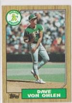 Dave Von Ohlen Athletics Pitcher 1987 Topps Card # 287 - $1.39