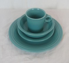 FIESTA WARE SET OF 4 TURQUOISE DINNER PLATE, SALAD, BOWL &amp; MUG DH2397a - $24.95