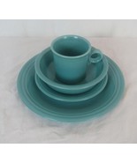 FIESTA WARE SET OF 4 TURQUOISE DINNER PLATE, SALAD, BOWL &amp; MUG DH2397a - £19.91 GBP