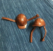 Barbie Doll Accessory Brown Helmet Lot of 2 Replacement ~732A - £7.68 GBP