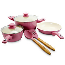 Gibson Home Plaza Café 7 Piece Aluminum Nonstick Cookware Set in Lavender - £66.90 GBP