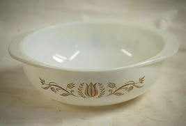 Old Vintage Gold Tulip by Pyrex 2 Qt. Casserole Dish 8-3/4&quot; Tab Mixing Bowl MCM - £31.30 GBP