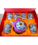 Gorgeous vintage Chinese porcelain tea pot &amp; cups set in original gift box - £66.88 GBP