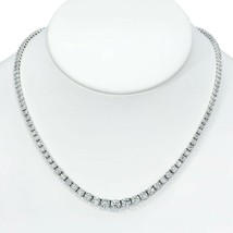 10.2 ct Round Moissanite 14K Gold Plated Silver Eternity Tennis Necklace - £399.62 GBP