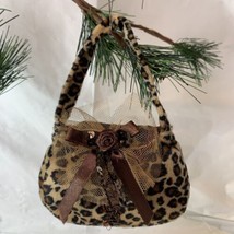 New RAZ Imports Cheetah Print Fabric Plush Purse Christmas Ornament With... - $8.00