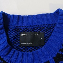 ASOS Design Men's Blue & Black Long Sleeve Flannel Pullover Sweater Size Medium image 3