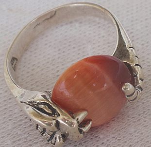 Orange cat eye snake ring