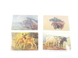 Tuck&#39;s Post Card Lot of 4 Animals H Walker Sussex Oxen Horse Deer Vintage - £14.06 GBP