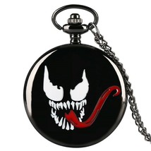 Black Stainless Venom Spider-Man Spiderman Quartz Pocket Watch 30in Chai... - £14.24 GBP