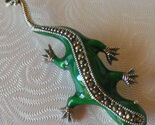 Vintage 925 Silver Enamel and Marcasite Lizard Brooch - $40.84
