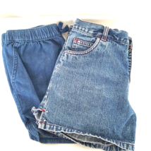 2 Pair Shorts Girls Size 12 Place and French Toast Blue Denim Embellished - £10.95 GBP