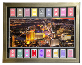 Las Vegas Hotels Authentic 18 Playing Cards Collage Framed #D/100 Pano Photo - £470.84 GBP