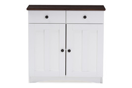 Elyse Two-tone White and Dark Brown Buffet Kitchen Cabinet - $3,716.66 MXN