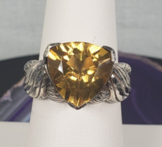 Vtg Signed CID 925 Trillion Cut Citrine Ring Size 7.25 - €152,55 EUR