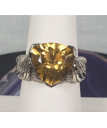 Vtg Signed CID 925 Trillion Cut Citrine Ring Size 7.25 - $175.67