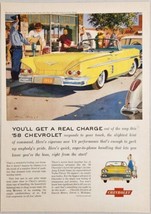 1958 Print Ad Chevrolet Impala 2-Door Yellow Convertible Chevy V-8 Performance - $17.08