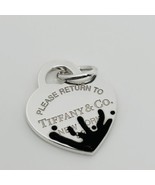 Return to Tiffany Black Enamel Color Splash Heart Tag Pendant Charm - £231.17 GBP