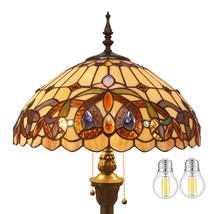 Serenity Victorian Stained Glass Standing Reading Light 16X16X64 Inches Antique  - £275.68 GBP