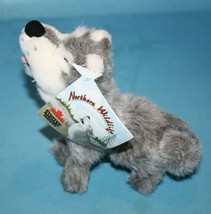 Grey Timber Wolf Sit 7&quot; Gray Plush Howling Dog Soft NEW Tag Stuffed Animal House - £18.98 GBP