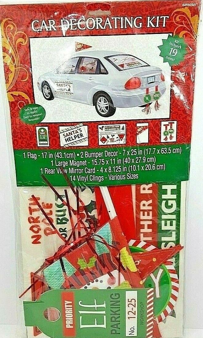 Primary image for Santas Helper Christmas Holiday Car Decorating Kit 19 Pieces New In Pkg