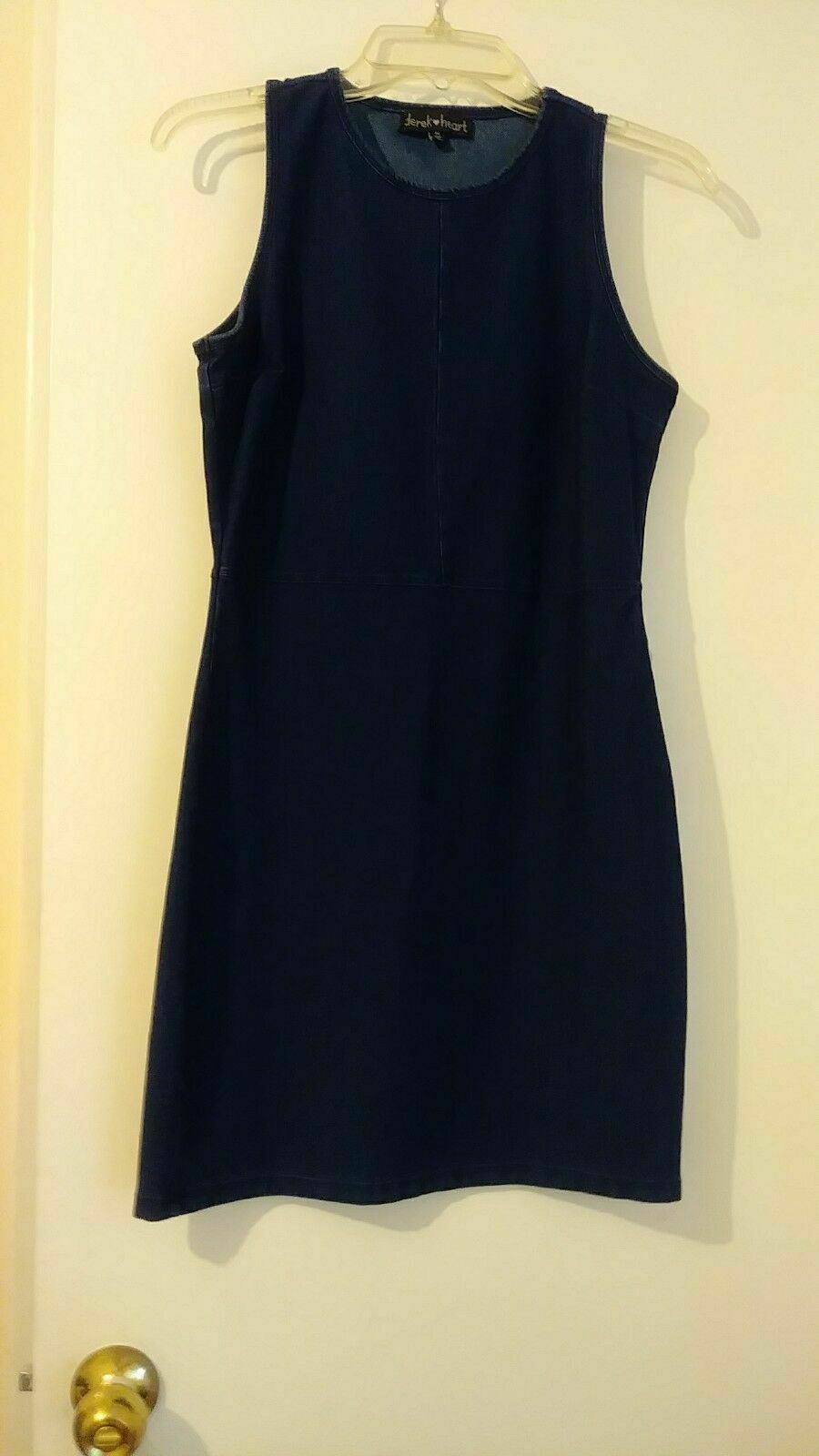 Derek Heart Juniors Cotton Blend Sleeveless denim Navy Blue dress M 001 ...