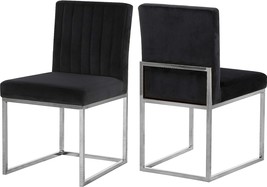 Modern | Contemporary Velvet Upholstered Dining Chair With Sturdy Metal Base, - £316.20 GBP