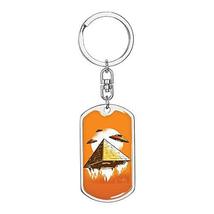 Alien Pyramid Dog Tag Pendant Keychain Stainless Steel or 18k Gold - £43.49 GBP