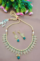 Joharibazar Choker and Earrings Gold Plated Chain Kundan Jewelry Set Party Weara - £22.44 GBP