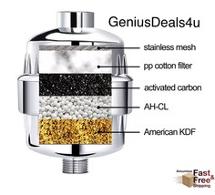 Shower Head Filter 5 Stage Cartridge Removes Chlorine, Hard Water, Harmf... - £11.78 GBP