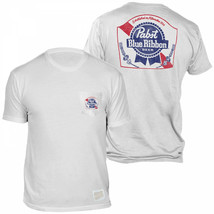 Pabst Blue Ribbon Beer Front and Back Print Pocket T-Shirt White - £33.17 GBP+