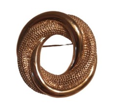 Monet Gold Brooch Pin Circular Smooth and Textured Rings MCM in Box - $28.04